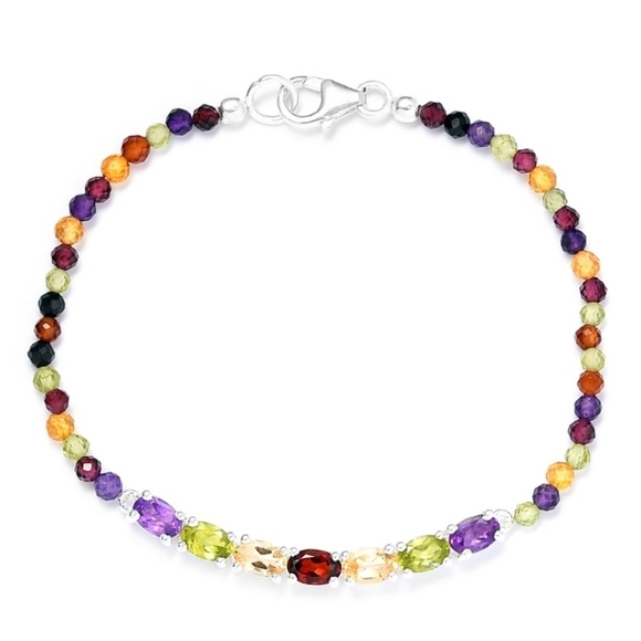 Multi-Gemstone ✦ 12.80 CTW Bracelet ✦ Platinum Over 925 Sterling Silver ✦ NWT - Picture 2 of 6